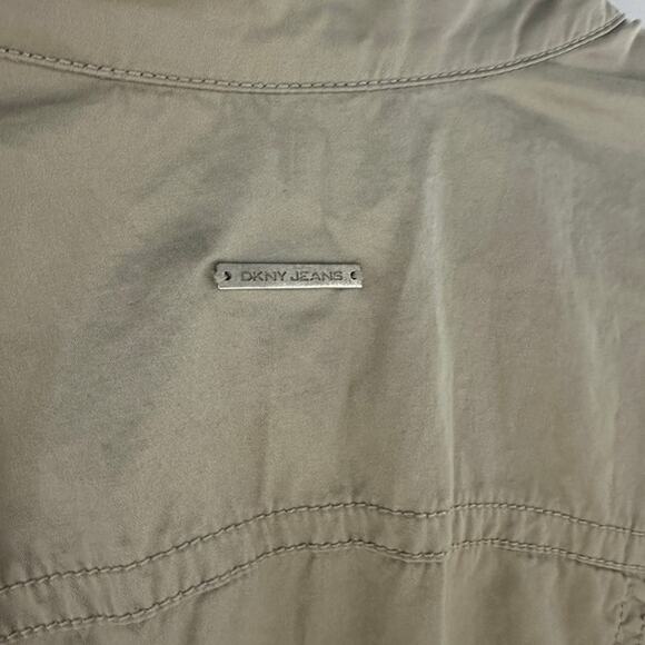 DKNY JEANS Women's Casual Button Khaki Tie Jacket 3/4 Sleeve - Large - Picture 6 of 8